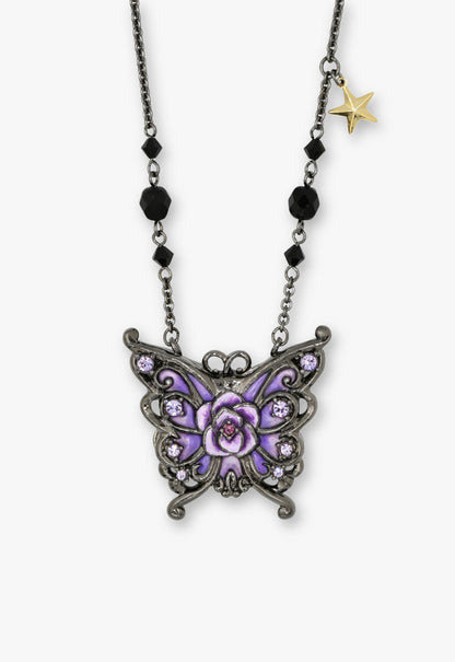 Midnight Rose Secret Mirror Necklace