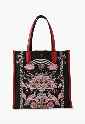 Ali Rapp for Anna Sui "Ooh Boy!!!" Large Tote Bag with Leather Handle