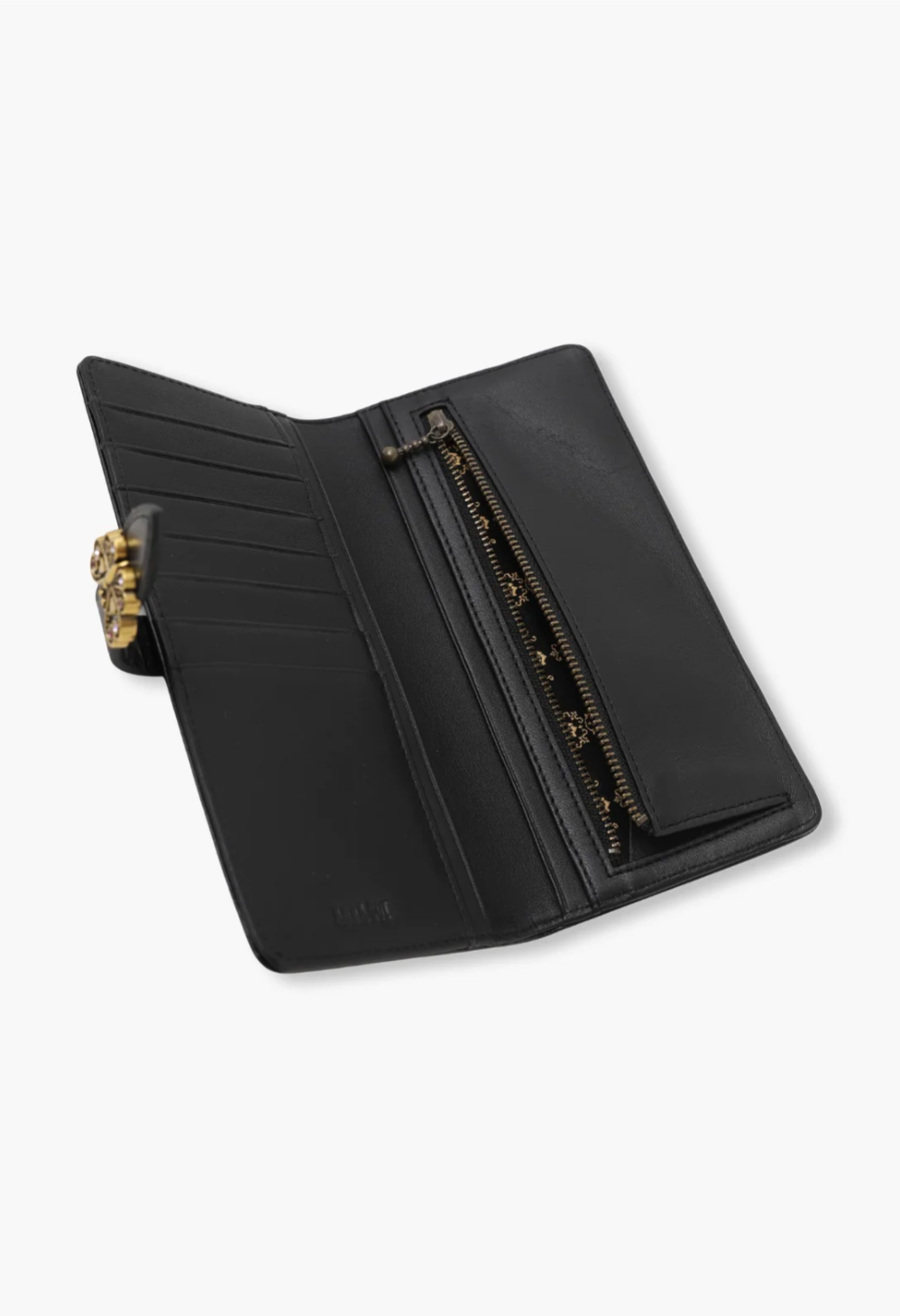 The Roger Wallet black, 6 card slots, 1 zipper compartment and 4 open compartments