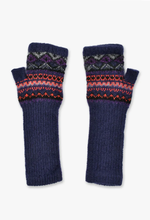 Anna Sui Fair Isle Fingerless Gloves- Purple
