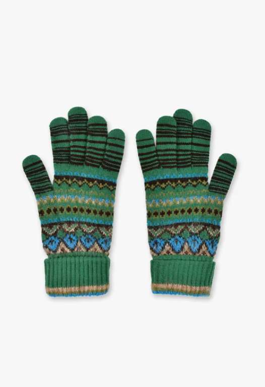 Anna Sui Fair Isle Gloves- Green