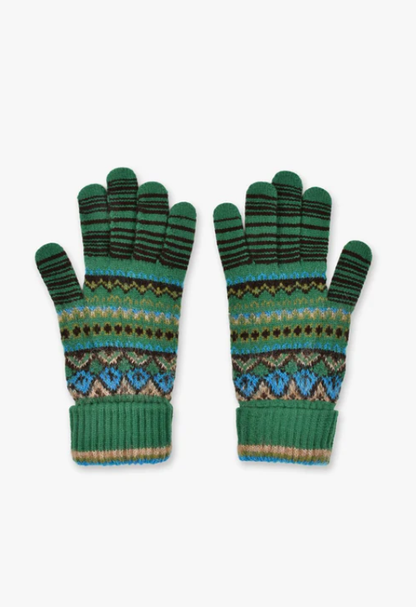 Anna Sui Fair Isle Gloves- Green