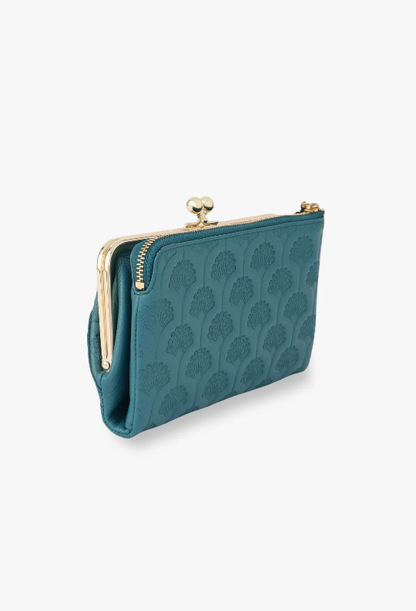 Peacock Embossed Wallet - Turquoise
