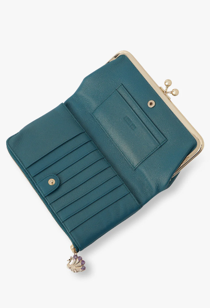 Peacock Embossed Wallet - Turquoise