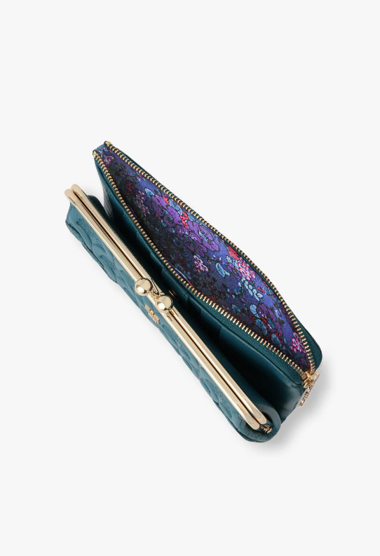 Peacock Embossed Wallet - Turquoise