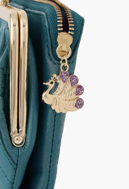 Peacock Embossed Wallet - Turquoise