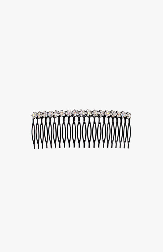 Swarovski Jeweled Flower Comb- Silver