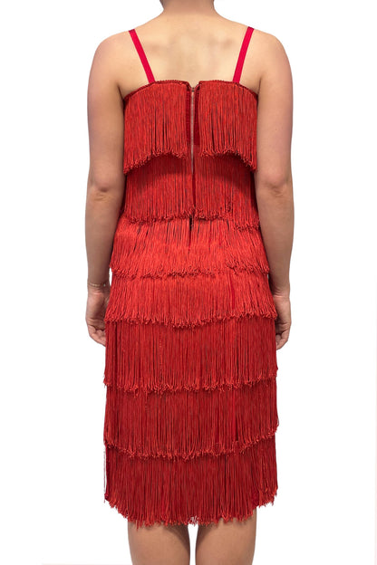 Vintage Red Fringe Midi Dress