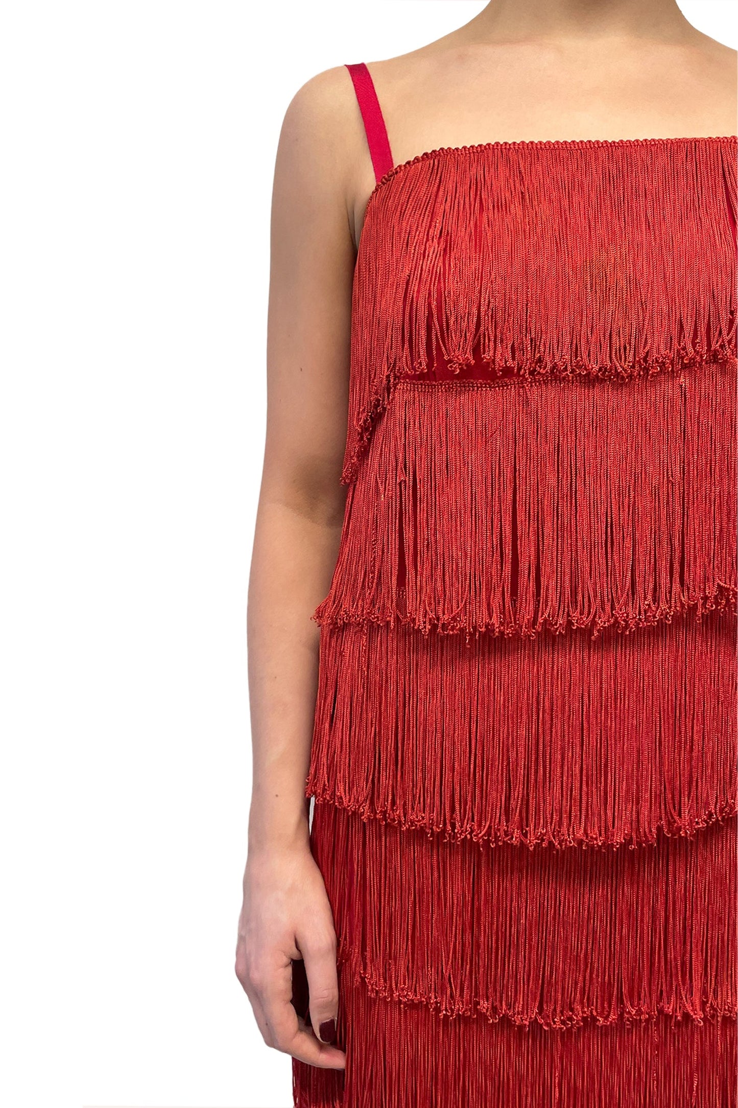 Vintage Red Fringe Midi Dress