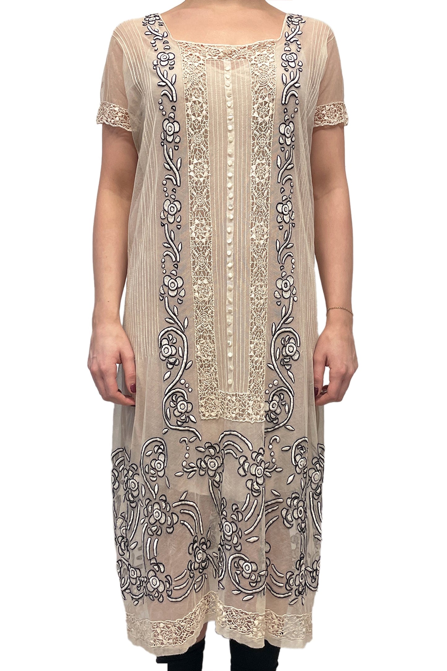 Vintage Sheer Cream Lace Midi Dress Anna Sui Vintage Sheer Cream Lace Midi Dress Anna Sui