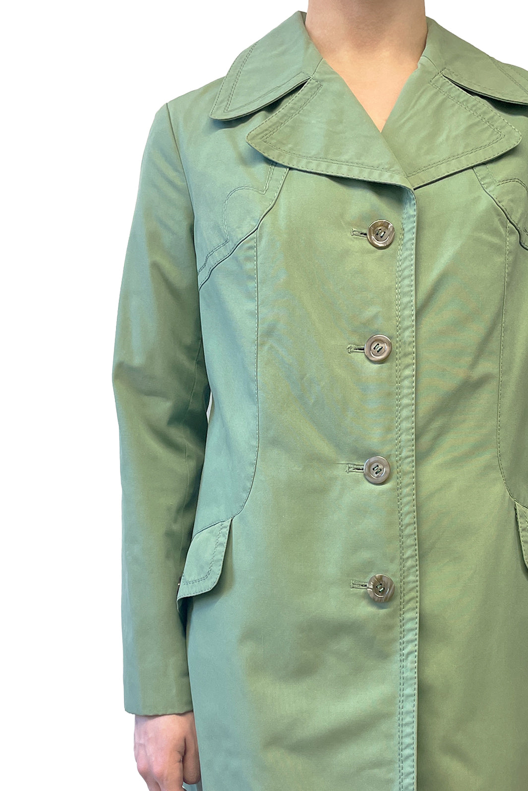 Vintage Sixties C&A Green Button Up Trench Coat
