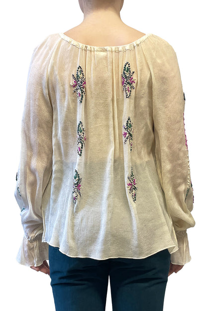 Vintage Anna Sui Hand Embroidered Long Sleeve Top