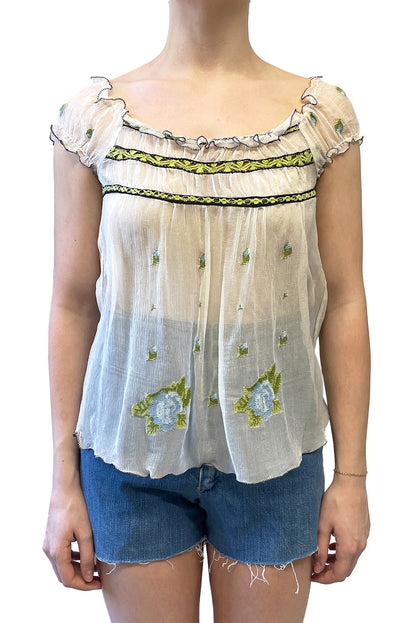 Vintage Hand Embroidered Peasant Top