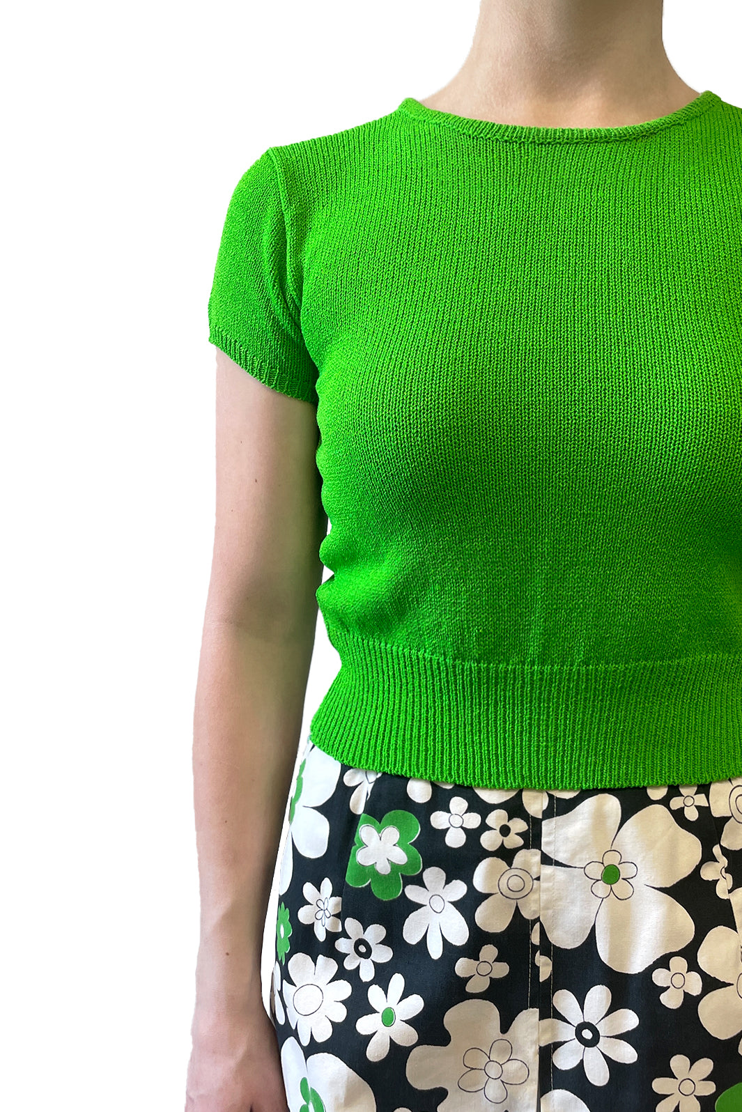 James Coviello for Anna Sui Cropped Green Sweater Top