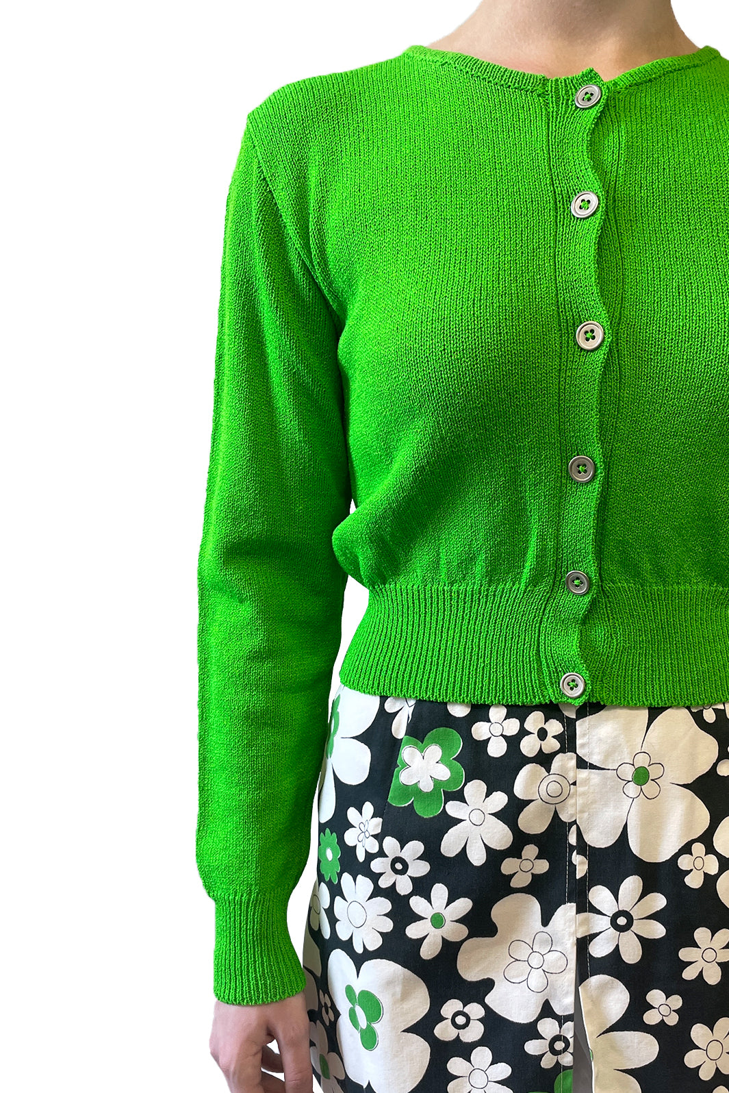James Coviello for Anna Sui Cropped Green Cardigan
