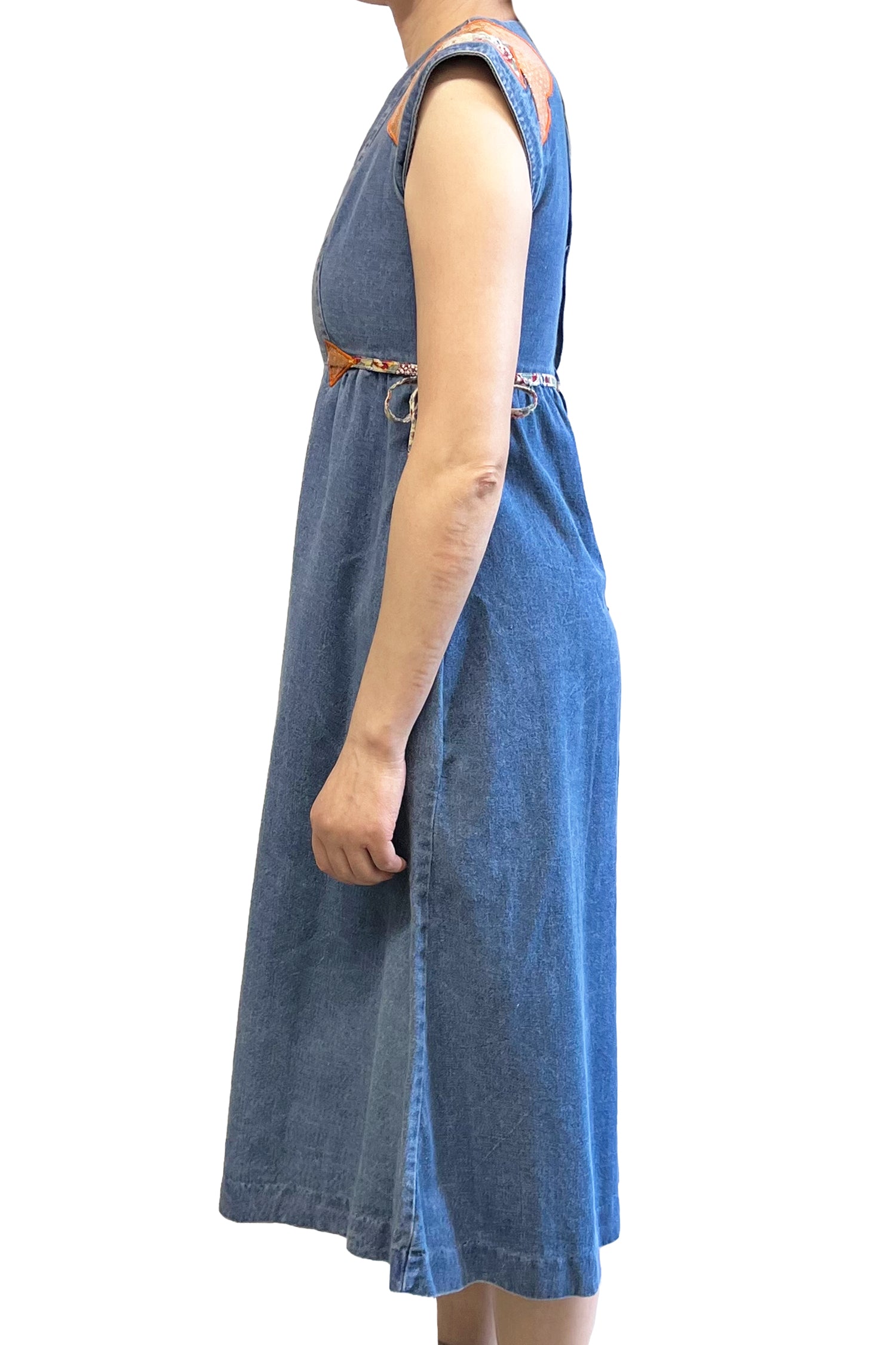 anna sui denim dress Seventies Infinity Denim Applique Patchwork Dress