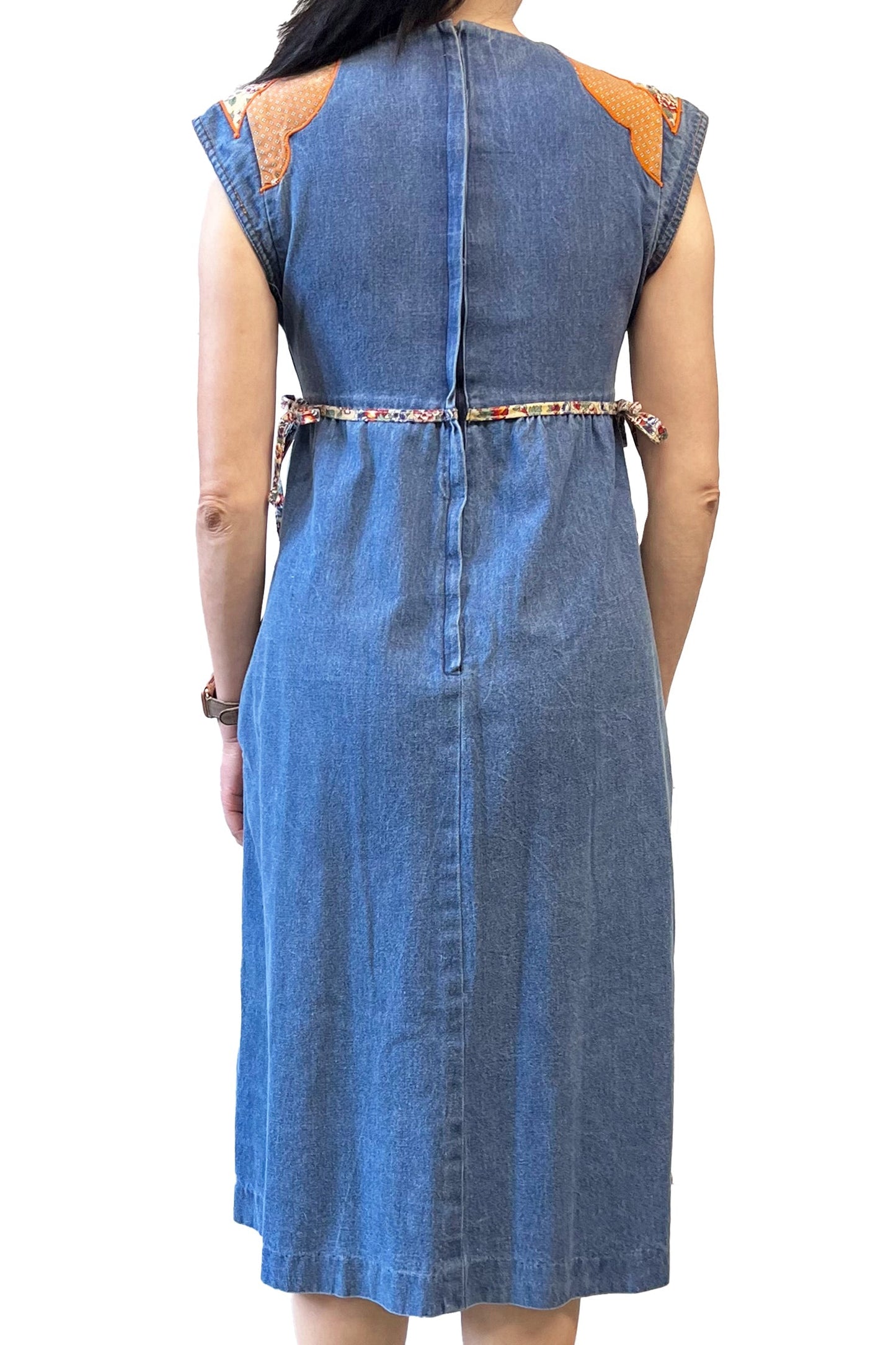 Vintage 70's Infinity Denim Patchwork Appliqué Dress
