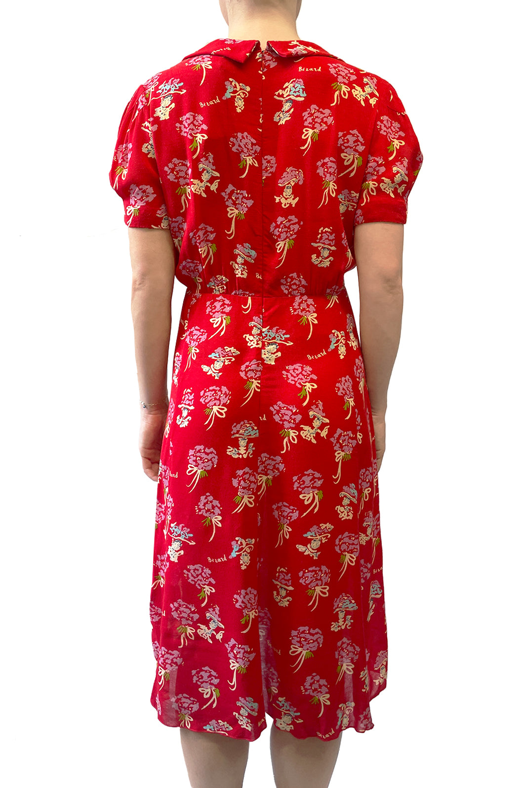 Anna Sui Vintage Spring 1995 Midi Retro Berard Faces Print Dress