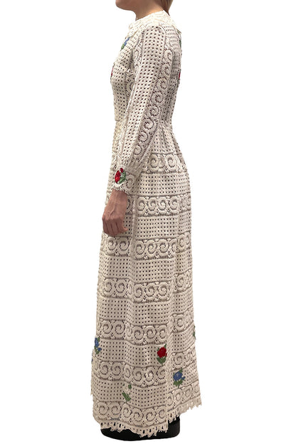 Vintage Rebecca Embroidered Flower Maxi Dress