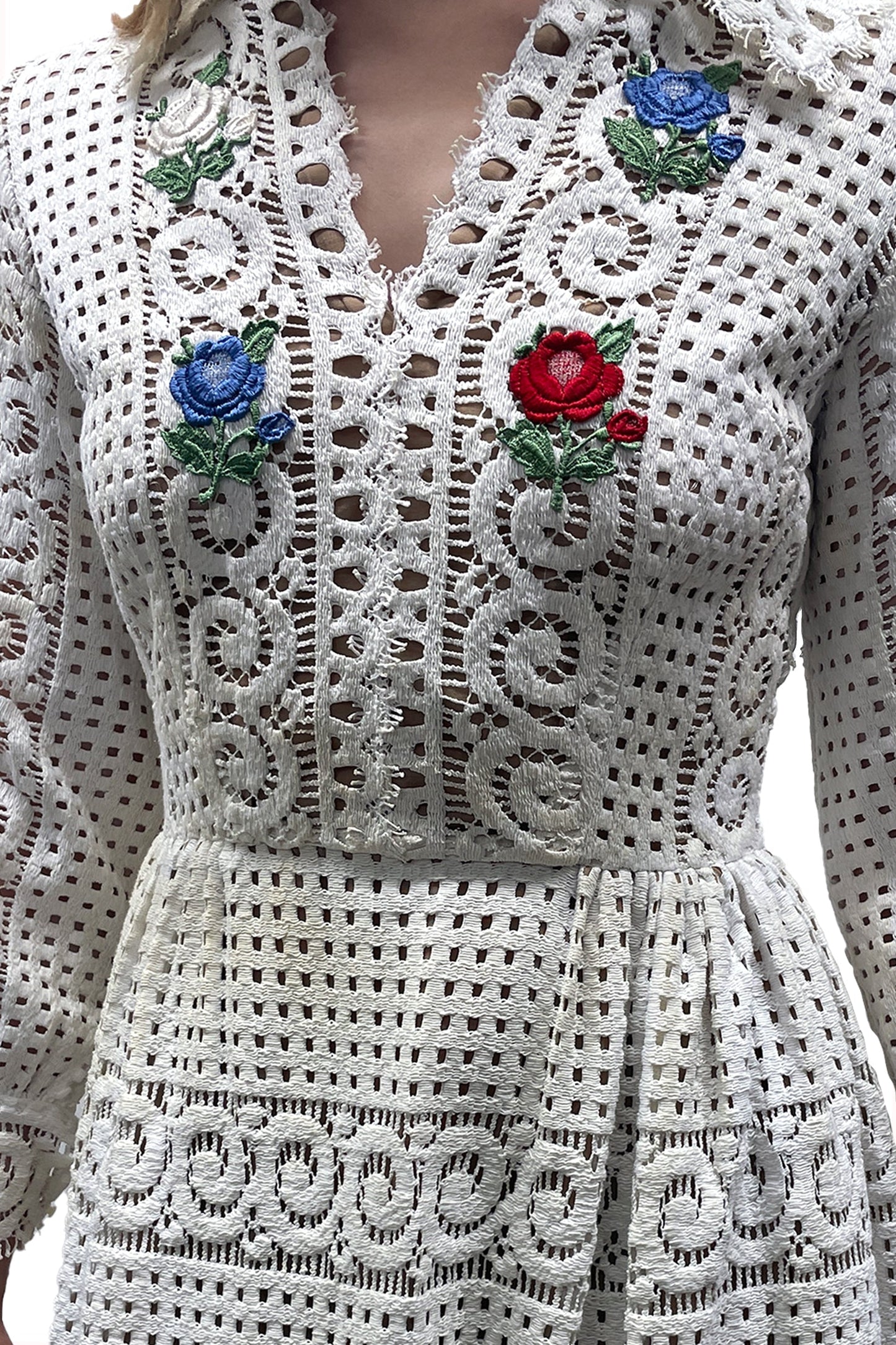Vintage Rebecca Embroidered Flower Maxi Dress