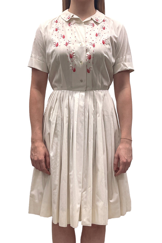 Vintage Peck + Peck Collared A-line Pleated Dress