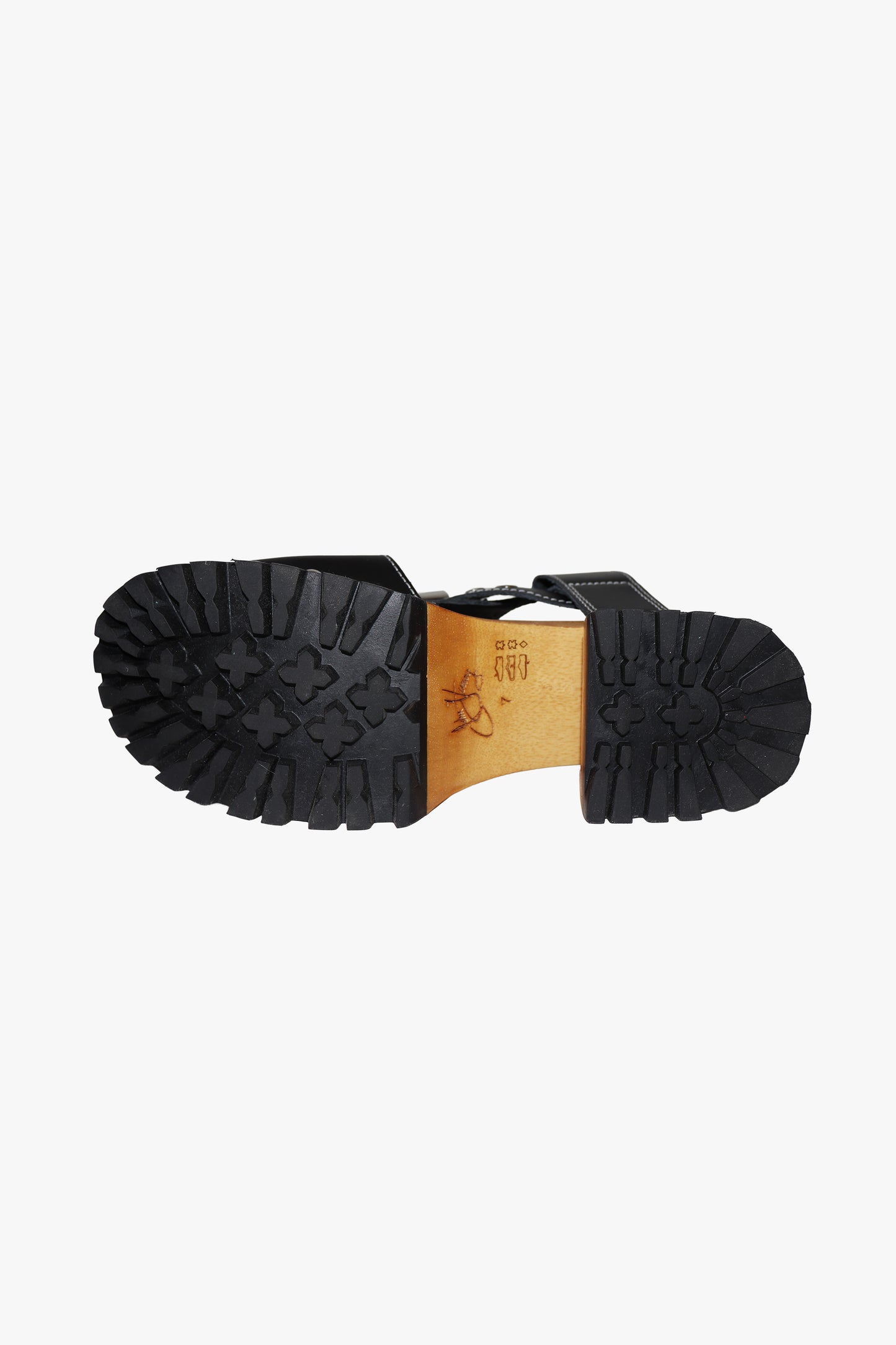 John Fluevog x Anna Sui Clog Sandals - Black and Wood (Sample)