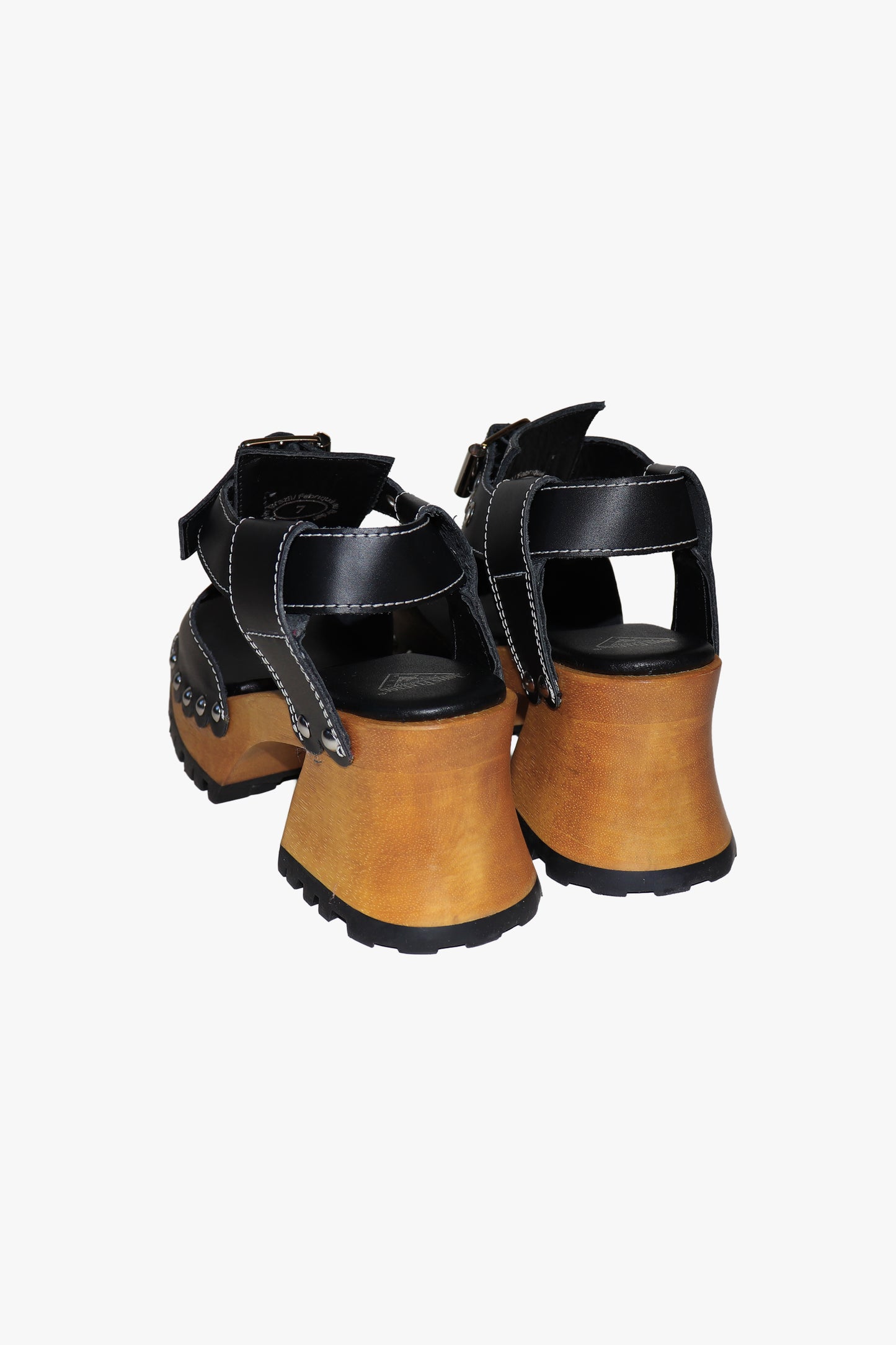 John Fluevog x Anna Sui Clog Sandals - Black and Wood (Sample)