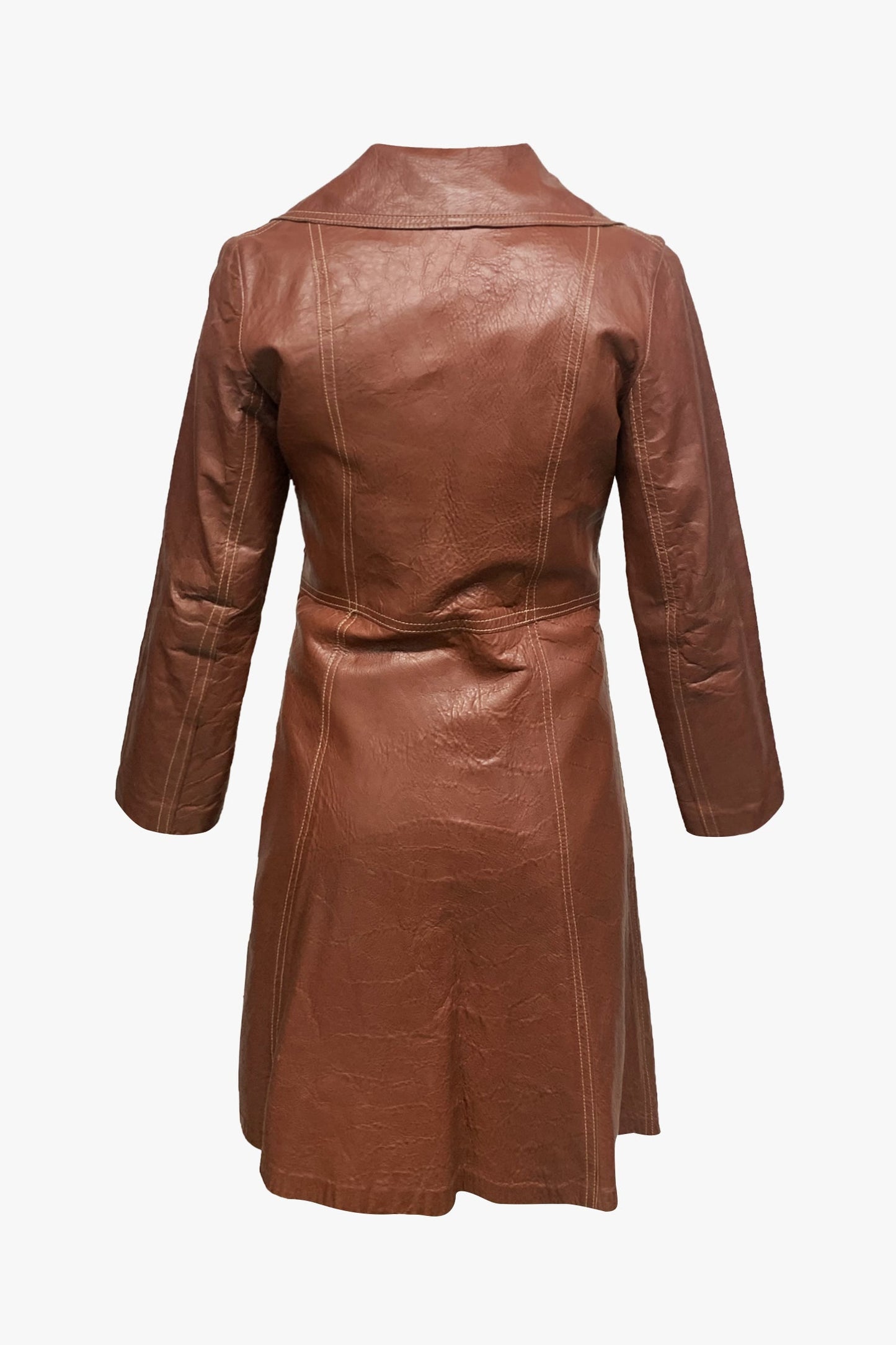 Vintage Rouge Belted Leather Jacket