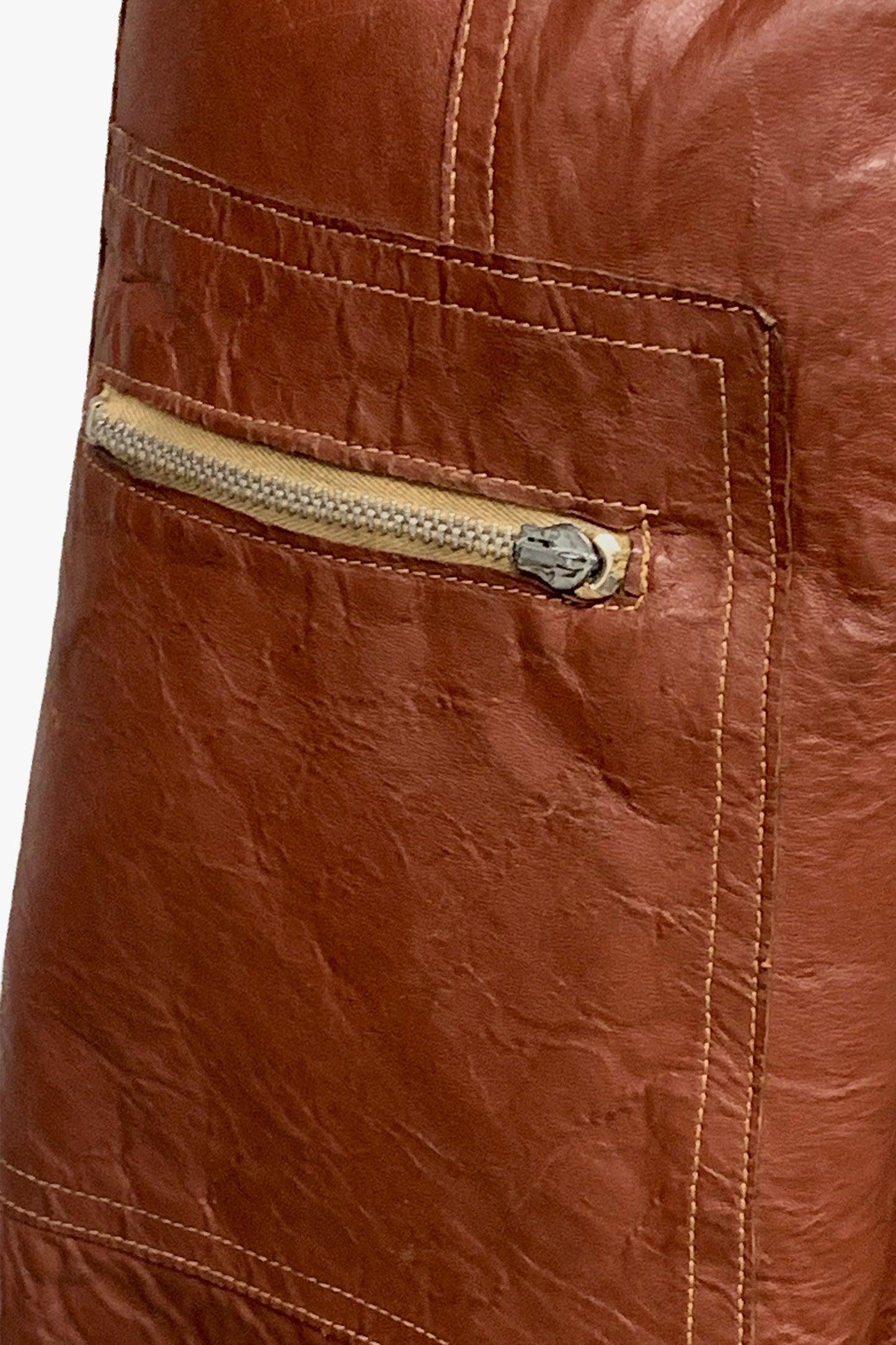 Vintage Rouge Belted Leather Jacket