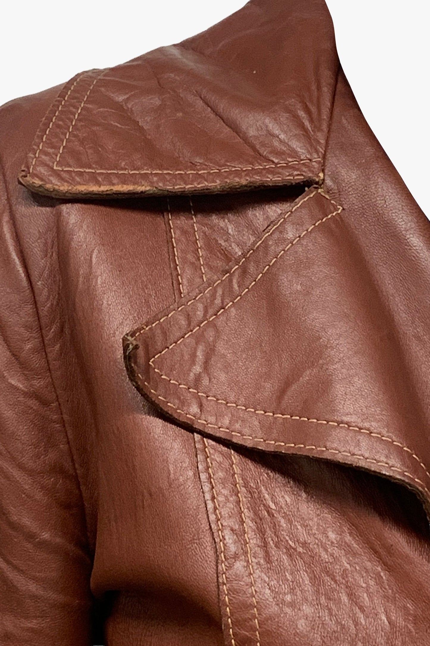 Vintage Rouge Belted Leather Jacket