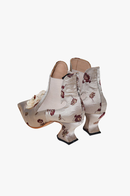 John Fluevog x Anna Sui Brocade Boots- Crimson (Sample)
