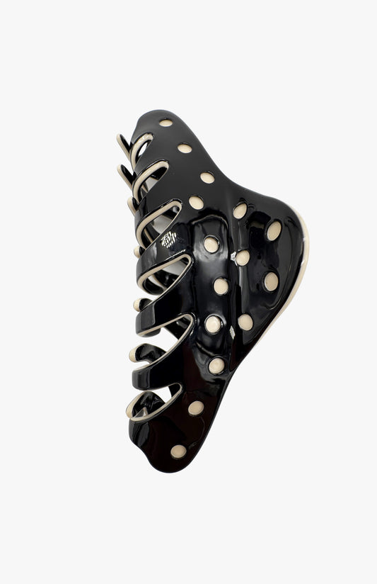Polka Dot Jaw Clip - Black