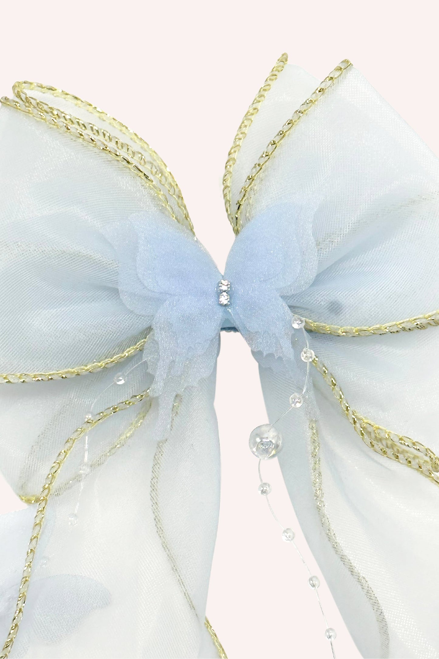 Sweet Baby Blue Butterfly Embellished Bow Clamp