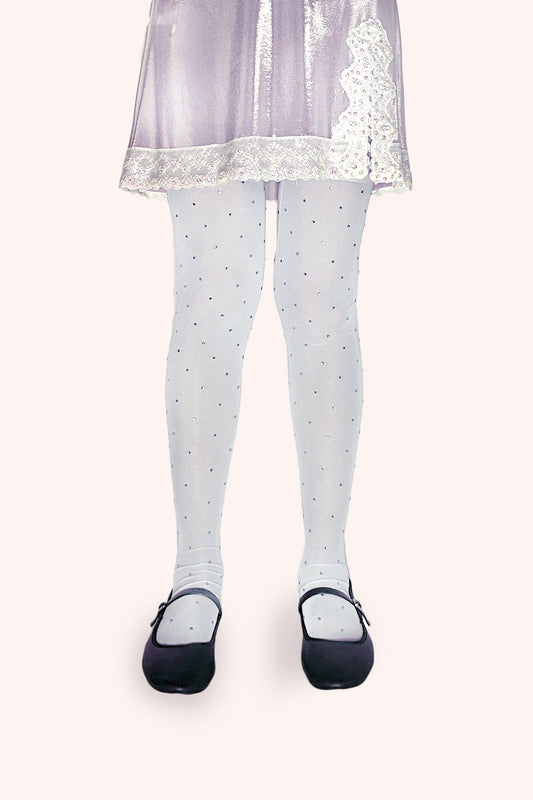 Rhinestone Mesh Leggings spiral repetitive shape, are separated from each other by 1” or 2”. 