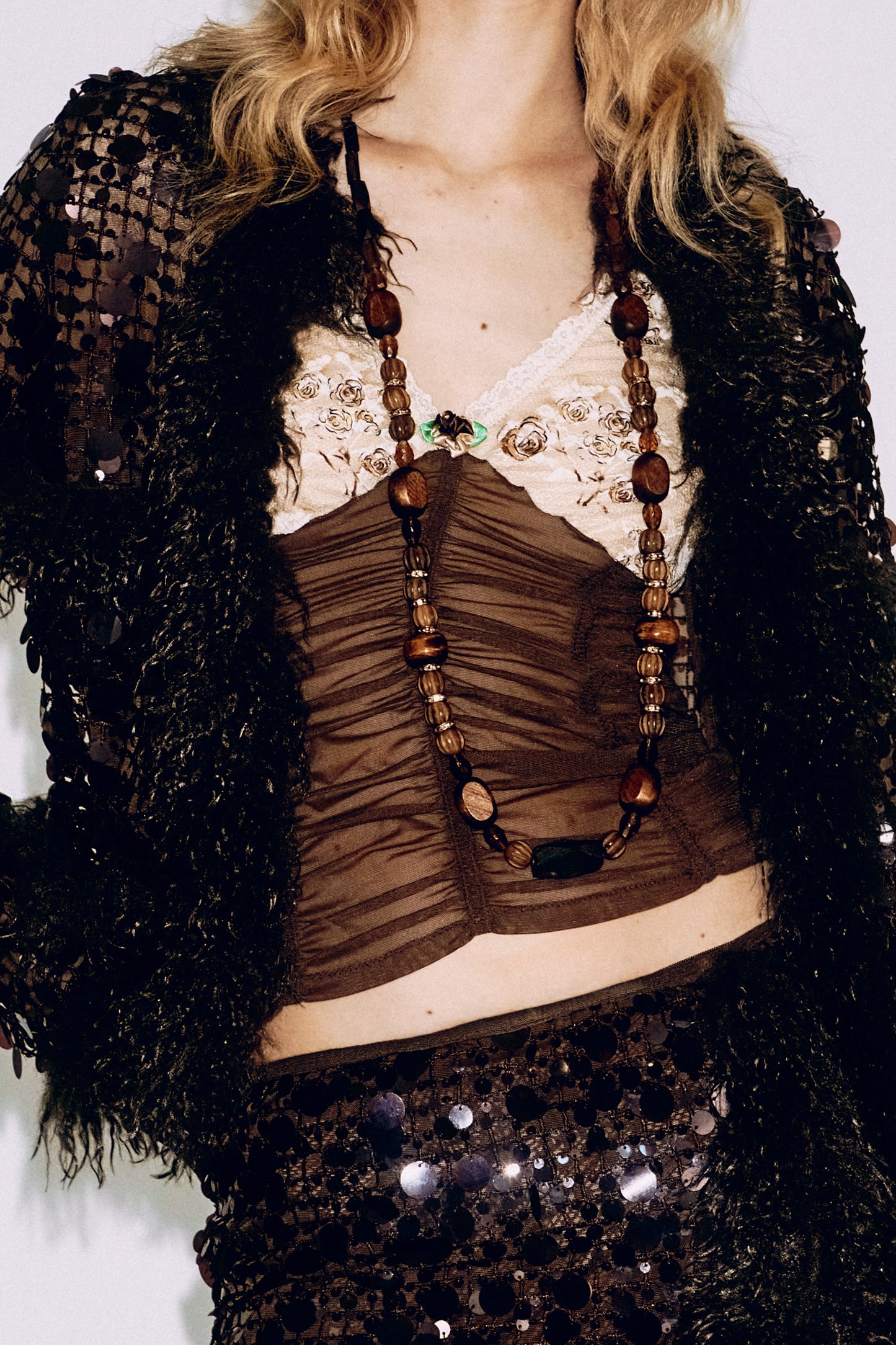 Floral Print Lace Ruched Top: PRE-ORDER