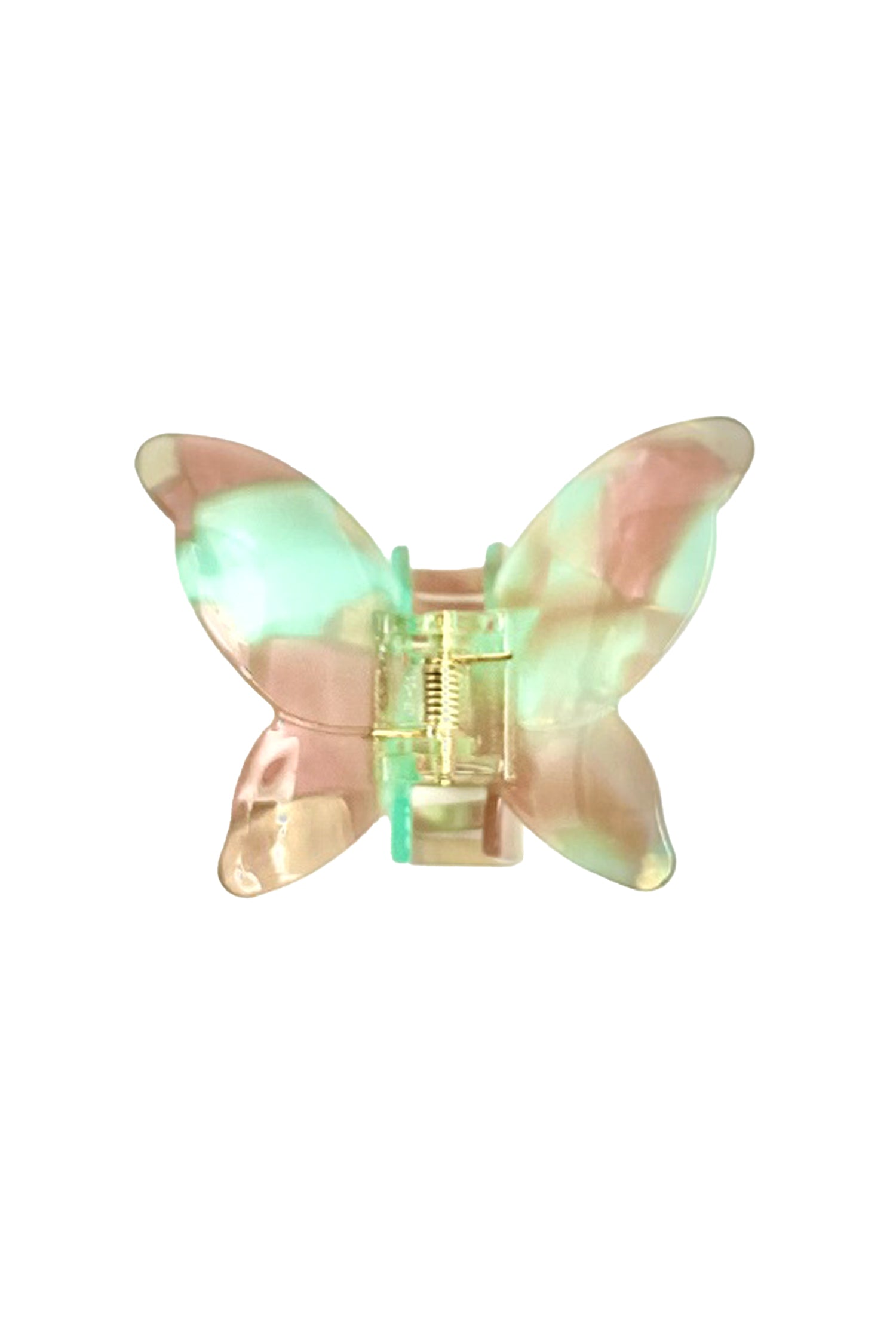 Large Gemstone Butterfly, Hair clip in minty-sand blend with butterfly wings used to open the hair clip