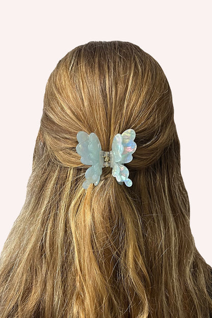 Pastel Iridescent Butterfly Jaw Clip Aqua