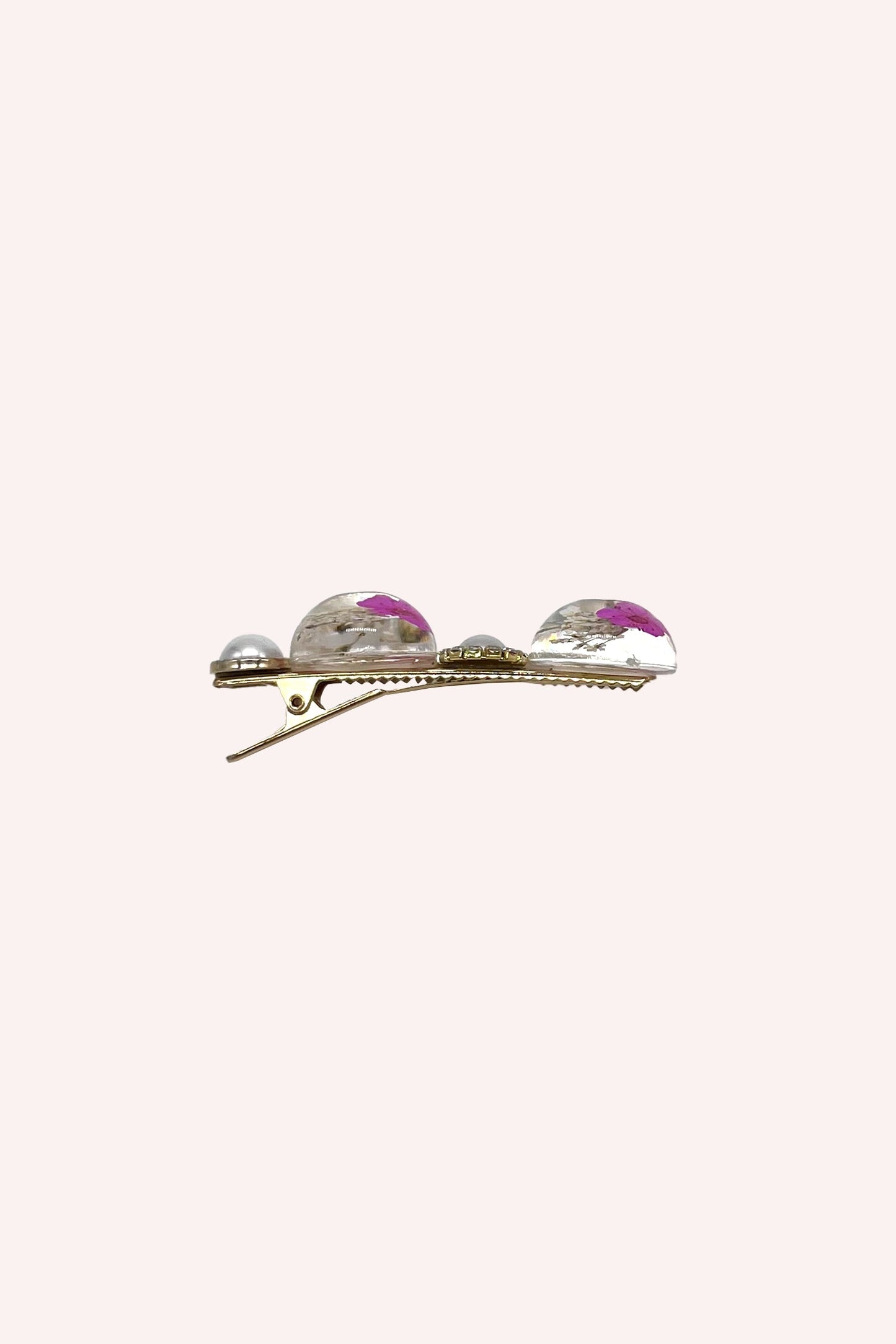 Pink Flower and Pearls Clamp Clip
