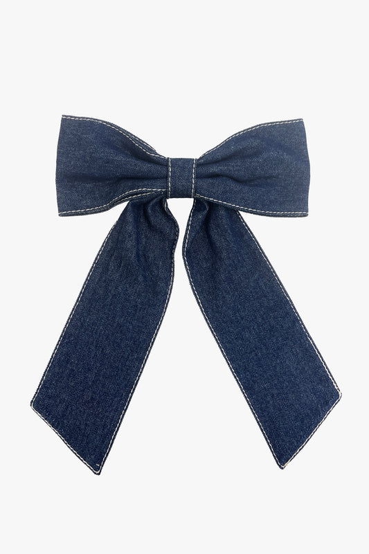 Denim Bow Hair Clip