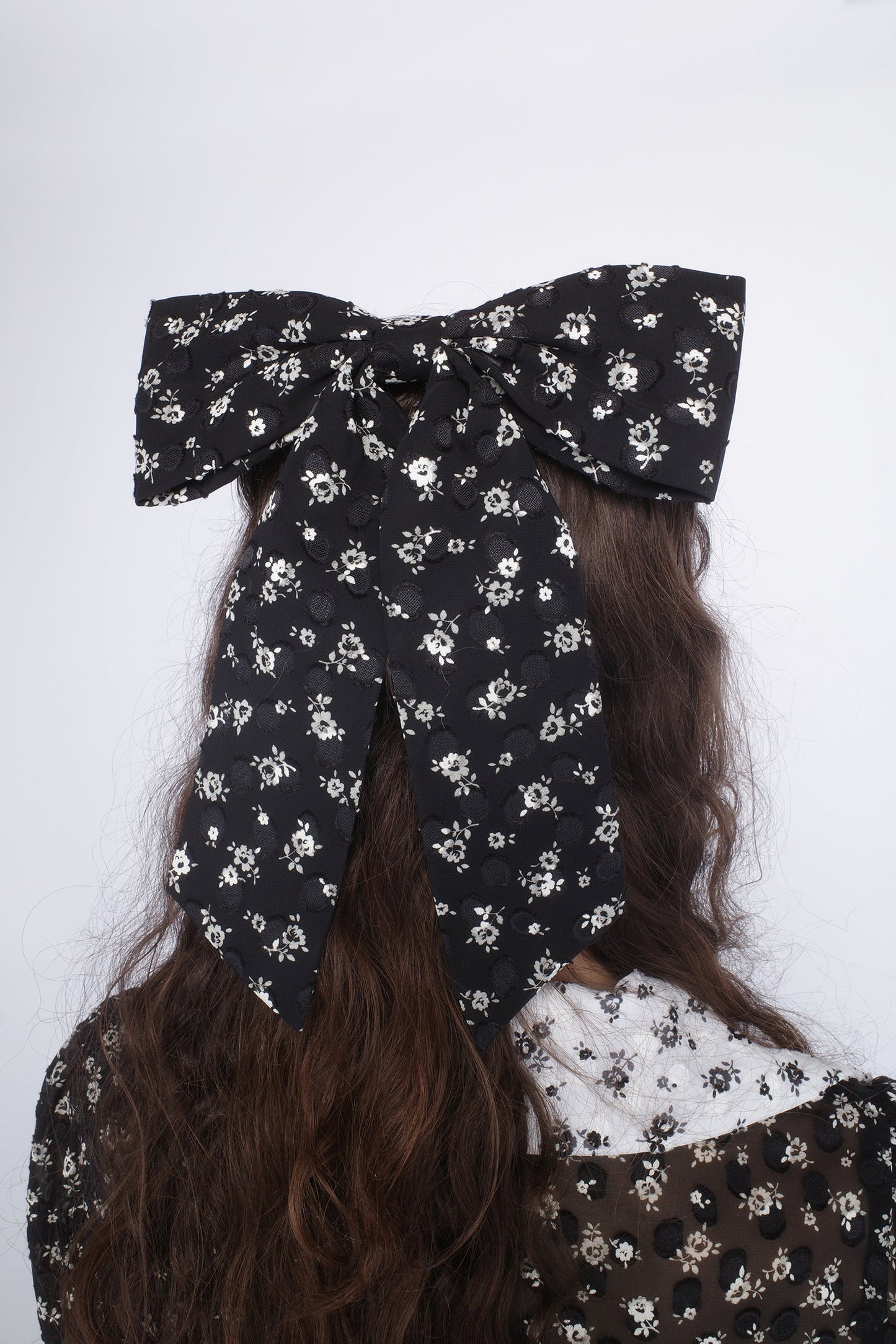 Ditsy Dot Chiffon Bow Hair Clip