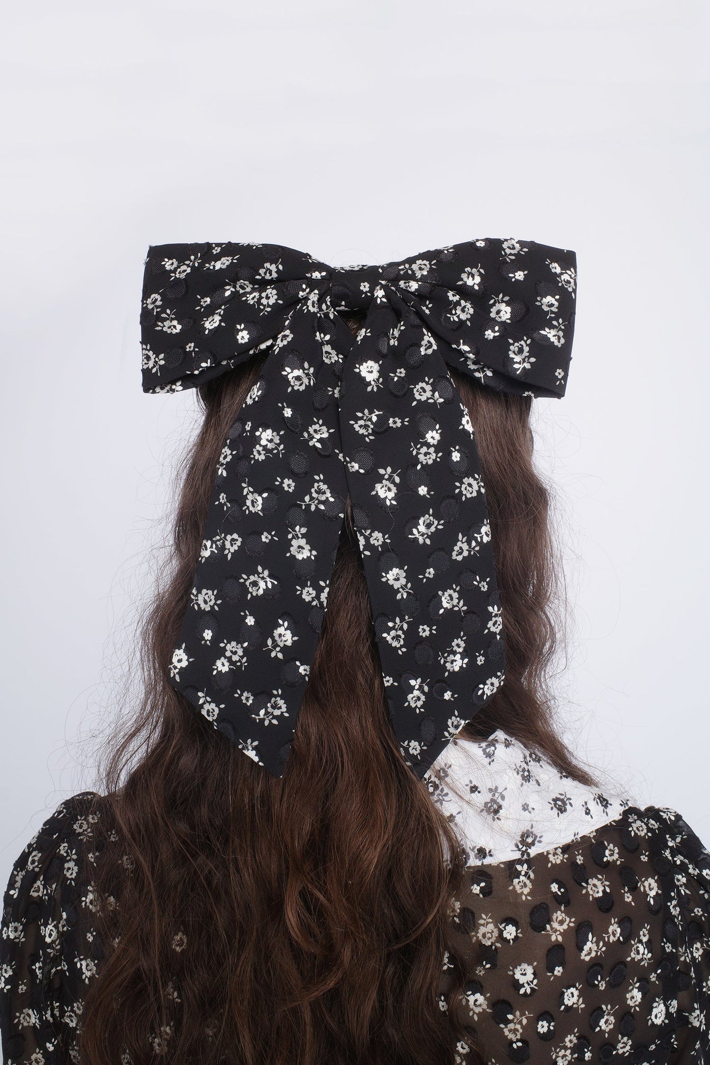 Ditsy Dot Chiffon Bow Hair Clip