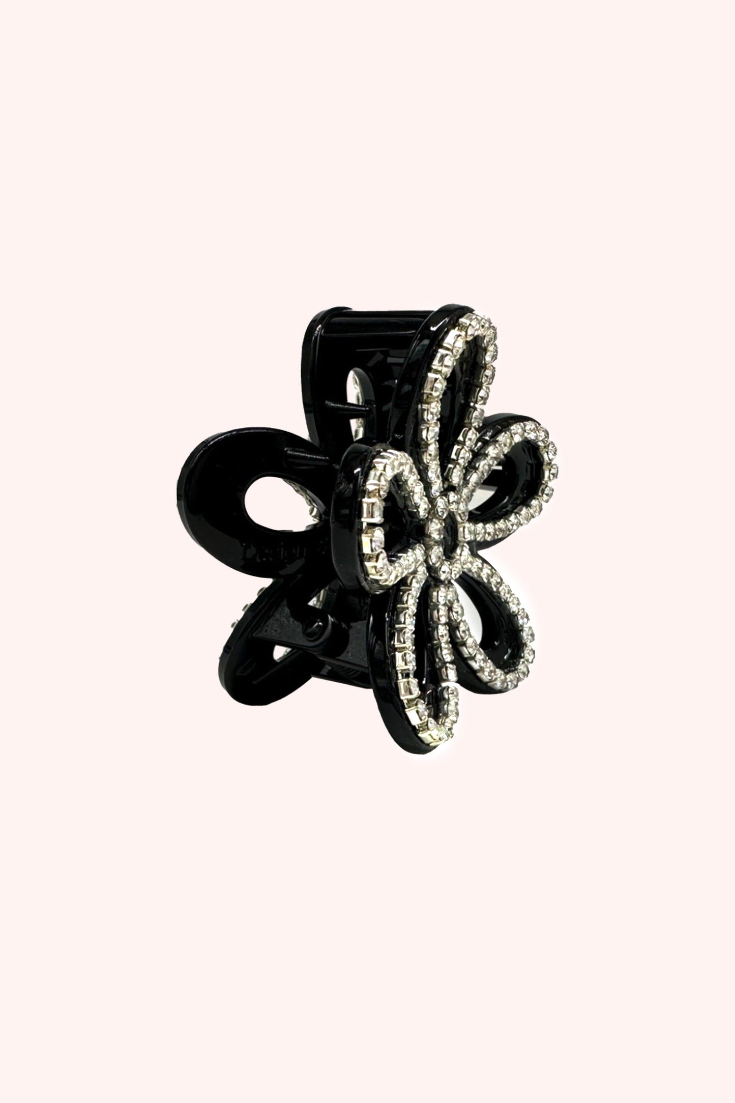 Medium Gemstone Flower Jaw Clip Black