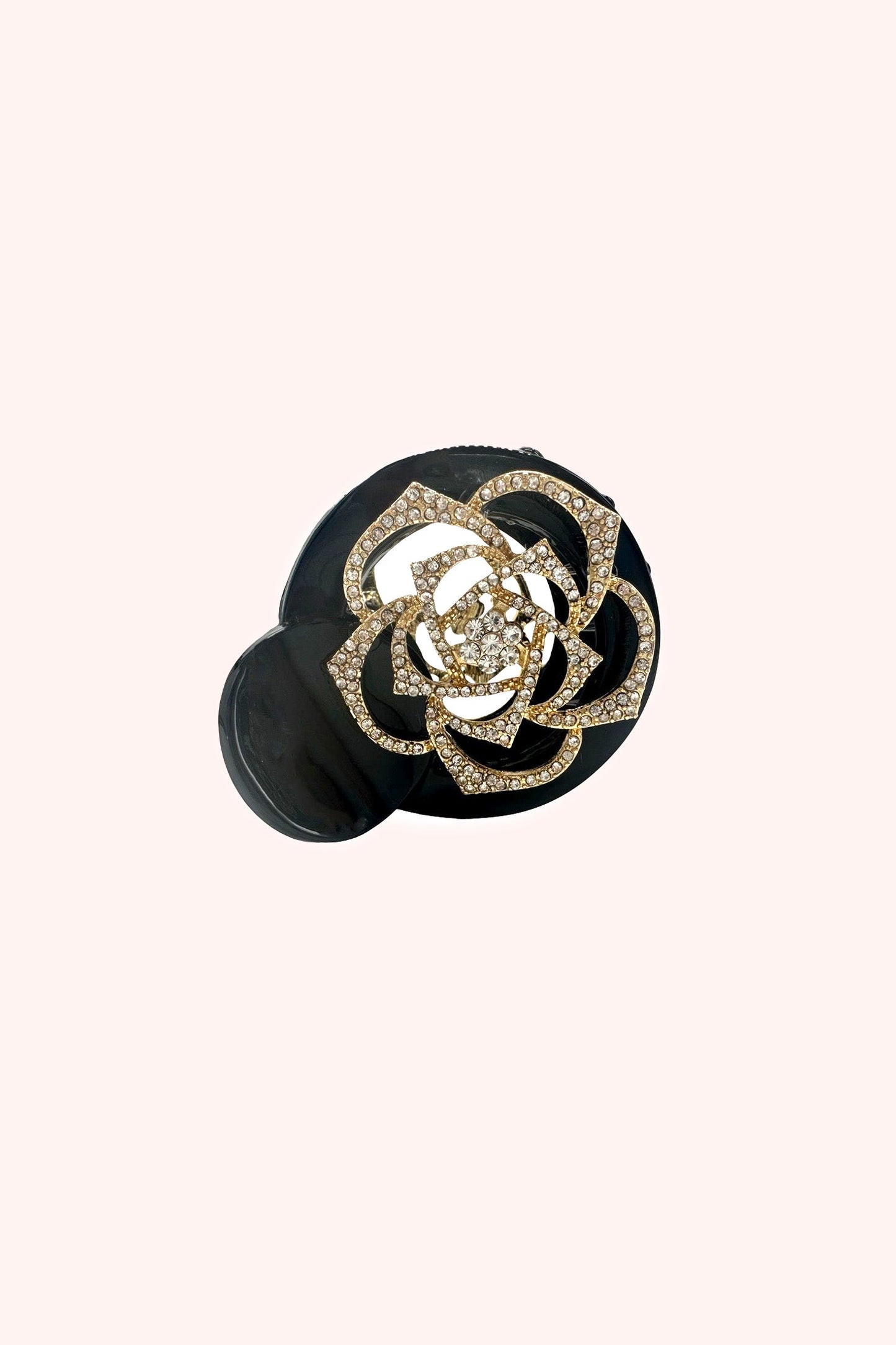 Gemstone Rose Claw Clip Black