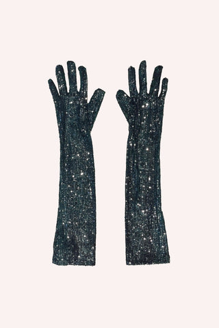 Zebra Sequins Gloves <br> Black Multi