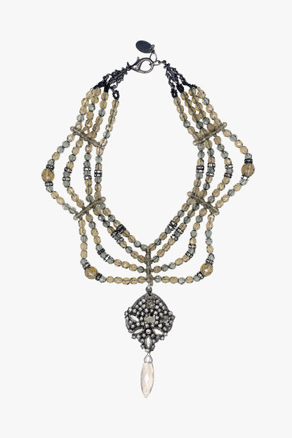 Anna Sui x Erickson Beamon Crystal Cascade Necklace - Silver