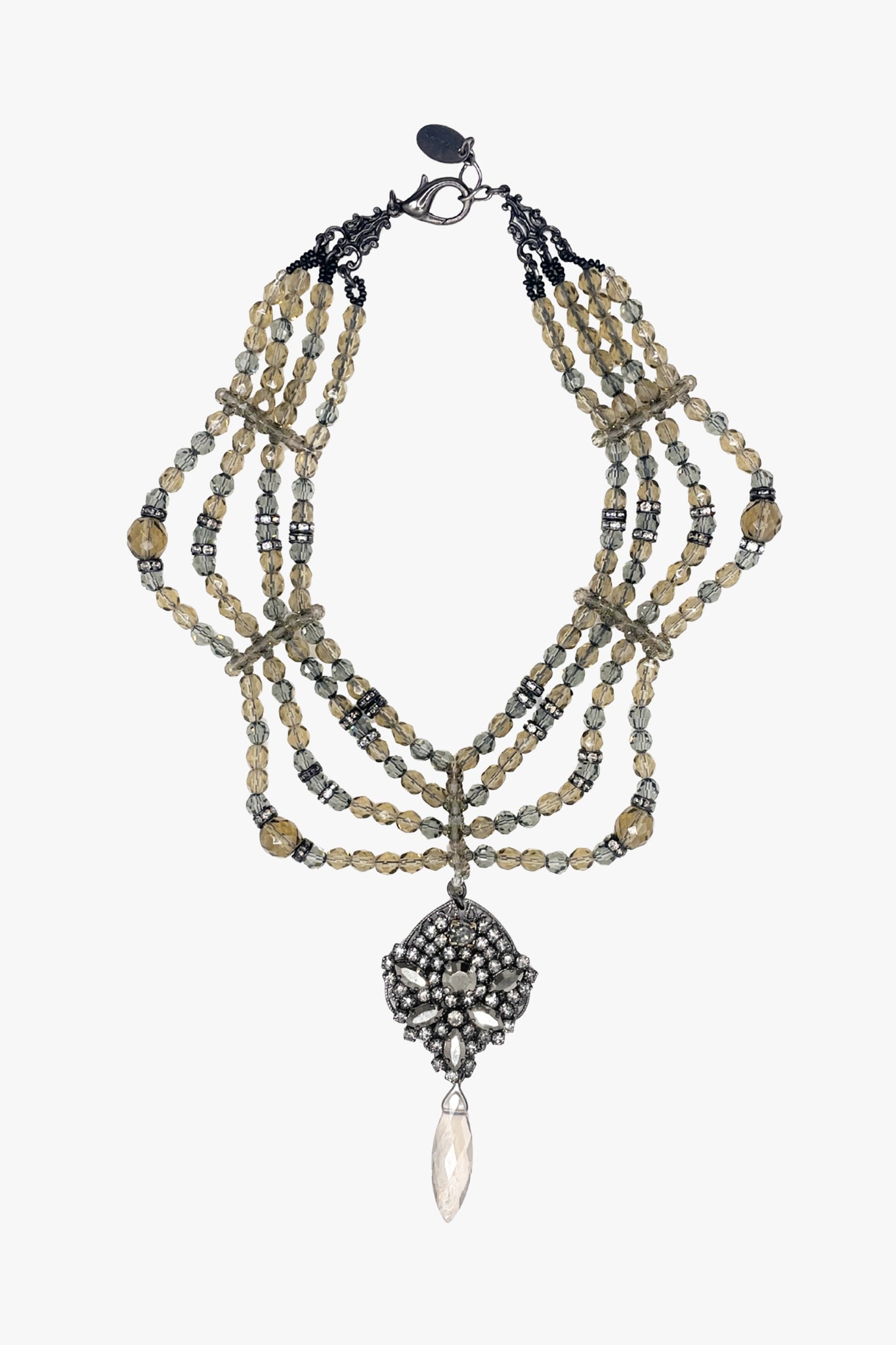 Anna Sui x Erickson Beamon Crystal Cascade Necklace - Silver
