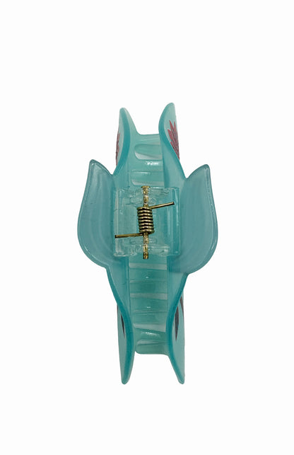 Etched Flower Jaw Clip - Blue