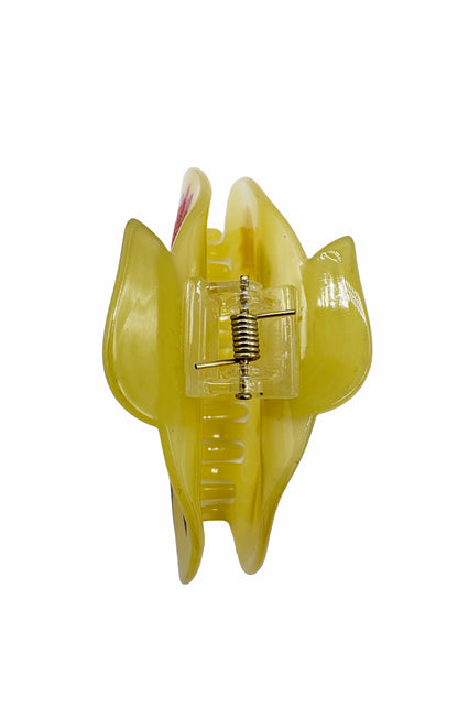 Etched Flower Jaw Clip - Yellow