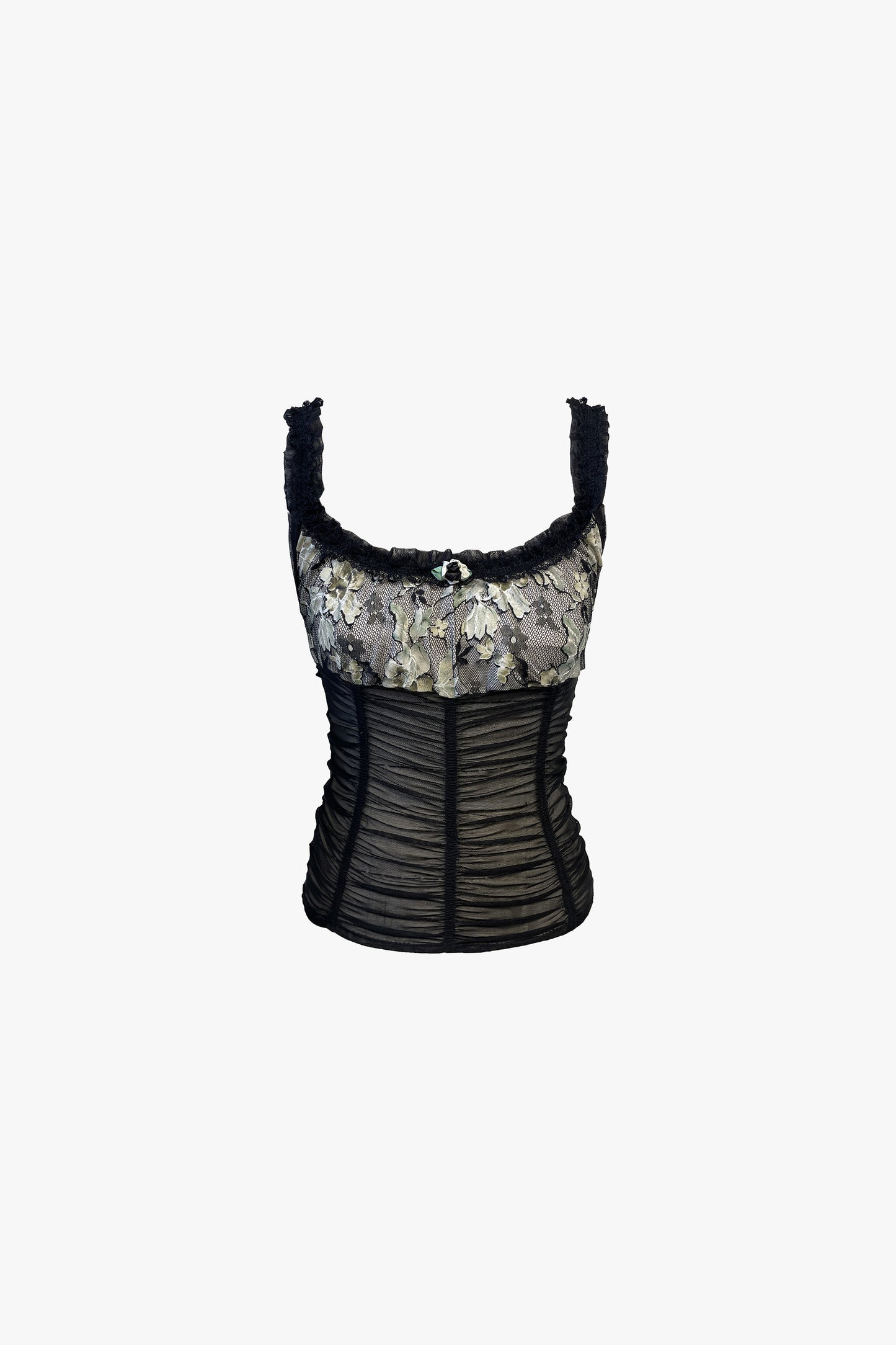 Floral Print Lace Ruched Camisole: PRE-ORDER