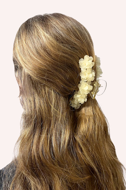 Large Flower Petals Jaw Clip Ivory